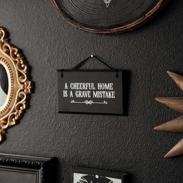 A Cheerful Home Is Grave Mistake/Mini Gothic Wall Sign By House Of Persephone Dark Decor Gap Filler For Gallery - image 1