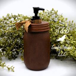 Grubby Hand Soap Dispenser Plain Cinnamon Coating, Mason Jar Pump, Country Farmhouse Bathroom, Rustic Primitive Decor - thumbnail 2