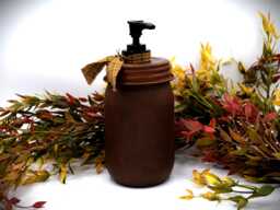 Grubby Hand Soap Dispenser Plain Cinnamon Coating, Mason Jar Pump, Country Farmhouse Bathroom, Rustic Primitive Decor - thumbnail 1