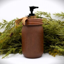 Grubby Hand Soap Dispenser Plain Cinnamon Coating, Mason Jar Pump, Country Farmhouse Bathroom, Rustic Primitive Decor - thumbnail 3