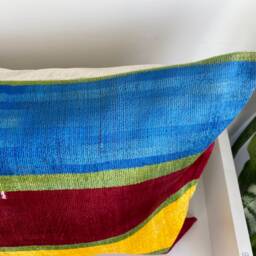 16x24 Ikat Velvet Pillow Cover, Handmade Cushion, Decorative Throw Pillow, Boho Cushion Turkish Home Decor - thumbnail 3