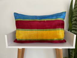 16x24 Ikat Velvet Pillow Cover, Handmade Cushion, Decorative Throw Pillow, Boho Cushion Turkish Home Decor - thumbnail 1