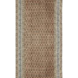 Hand Block Printed Cotton Runner Rug - Brown Boho Hallway - thumbnail 3