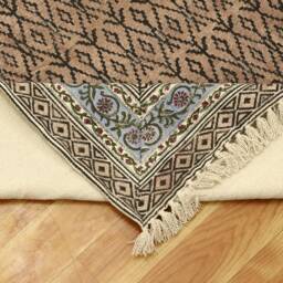 Hand Block Printed Cotton Runner Rug - Brown Boho Hallway - thumbnail 4