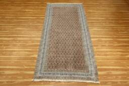 Hand Block Printed Cotton Runner Rug - Brown Boho Hallway - thumbnail 1