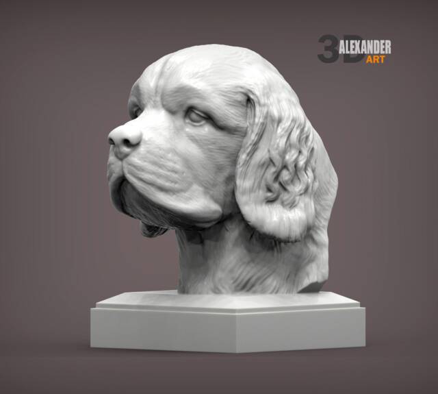 Clumber Spaniel Bust 3D Printed Dog Memorial, Home Decor - image 1