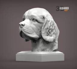 Clumber Spaniel Bust 3D Printed Dog Memorial, Home Decor