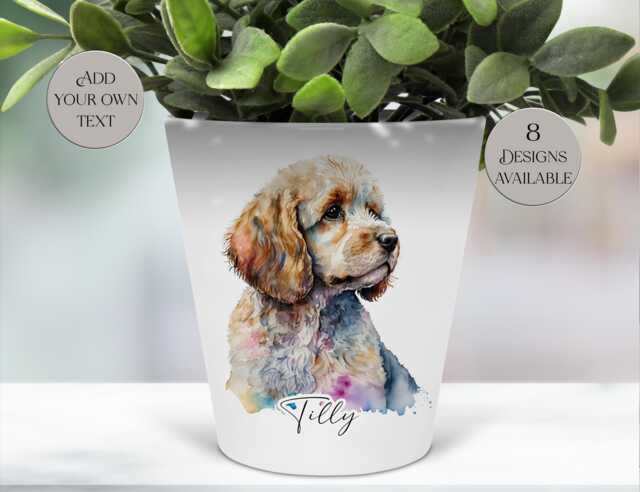 Personalised Cockapoo Plant Pot - Pen Holder Memorial Gift For Dog Lovers - image 1