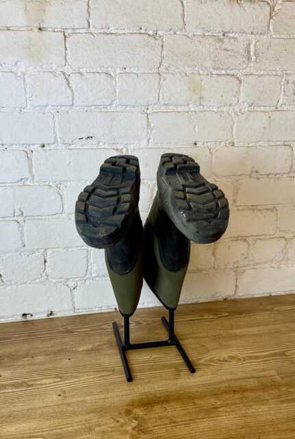 Handmade in The UK Black Wrought Iron Steel Metal Welded Free Standing 1 Pair Wellington Boot Welly Rack Stand Storage - image 1
