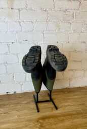 Handmade in The UK Black Wrought Iron Steel Metal Welded Free Standing 1 Pair Wellington Boot Welly Rack Stand Storage - thumbnail 1
