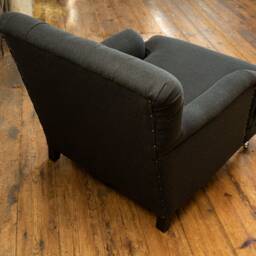 Charcoal Herringbone Wool Chesterfield Armchair/Lounge Chair - British Handmade - thumbnail 4