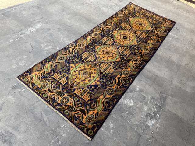 Handmade 3'7x9'5 Unique Runner Rug - Afghan Woolen Rug, High Pile Tribal Design, Interior Decoration, Kitchen, Hallway, Dinning Room - image 1