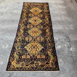 Handmade 3'7x9'5 Unique Runner Rug - Afghan Woolen Rug, High Pile Tribal Design, Interior Decoration, Kitchen, Hallway, Dinning Room - thumbnail 2