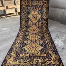 Handmade 3'7x9'5 Unique Runner Rug - Afghan Woolen Rug, High Pile Tribal Design, Interior Decoration, Kitchen, Hallway, Dinning Room - thumbnail 3
