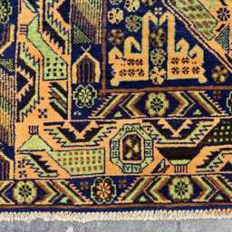 Handmade 3'7x9'5 Unique Runner Rug - Afghan Woolen Rug, High Pile Tribal Design, Interior Decoration, Kitchen, Hallway, Dinning Room - thumbnail 4
