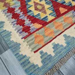 Colourful Runner Rug, Handmade Artisan Afghan Turkish Scandinavian Navajo Bohemian Flatweave Wool Multicolour Kilim Rug 294x80 cm - thumbnail 3