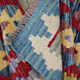 Colourful Runner Rug, Handmade Artisan Afghan Turkish Scandinavian Navajo Bohemian Flatweave Wool Multicolour Kilim Rug 294x80 cm - thumbnail 4
