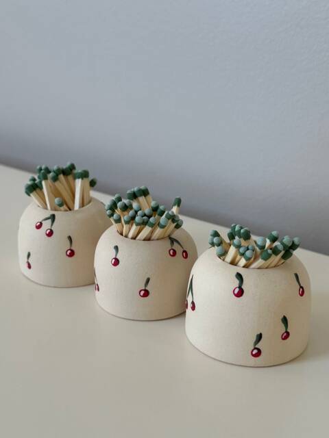 Seconds Sale Cherry Ceramic Match Striker With Matches - image 1