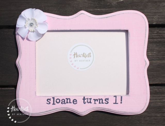 Personalized First Birthday Picture Frame - Hand-Painted Nursery Decor - image 1