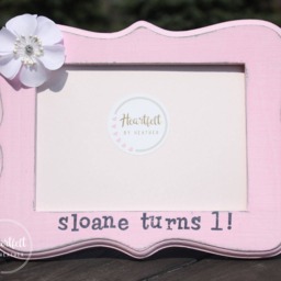 Personalized First Birthday Picture Frame - Hand-Painted Nursery Decor - thumbnail 2