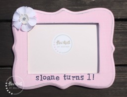 Personalized First Birthday Picture Frame - Hand-Painted Nursery Decor - thumbnail 1