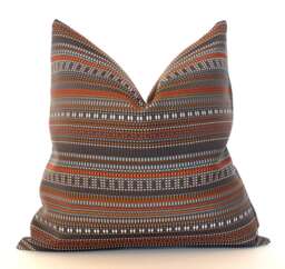 Orange Grey Brown Throw Pillow Cover Modern Stripe Upholstery Fabric Decorative Square Pillowcase - thumbnail 1