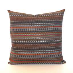 Orange Grey Brown Throw Pillow Cover Modern Stripe Upholstery Fabric Decorative Square Pillowcase - thumbnail 3