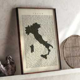 Italy Map - Vintage Beige Typography With City Names Travel Poster Wall Art Print - thumbnail 1