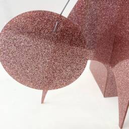 Glitter Rose Gold Mod Art Stabile Sculpture - Tabletop Mobile Sparkle Acrylic Mod Retro Kinetic Home Decor Gift Idea - thumbnail 1