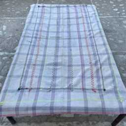 Vintage-Inspired Cotton Kantha Quilt - Block Printed Patchwork Bed Cover - thumbnail 2