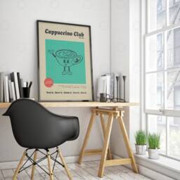 Cappuccino Club Print Retro Coffee Poster, Modern Kitchen Art - thumbnail 3