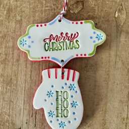 Handmade Ceramic Christmas Ornament, Mitten & Merry - thumbnail 2