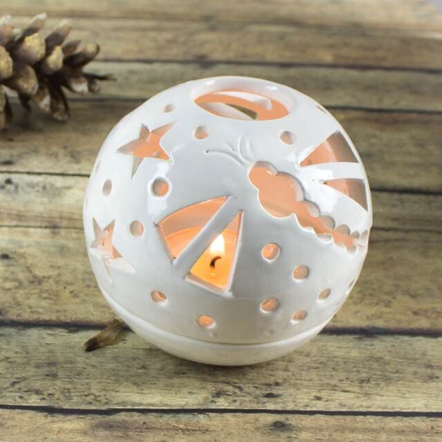 White Dragonfly Ceramic Lantern, The Original Candileria???, Cozy Candle Holder, Luminarys - image 1