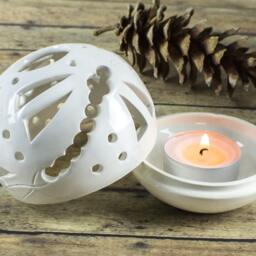 White Dragonfly Ceramic Lantern, The Original Candileria???, Cozy Candle Holder, Luminarys - thumbnail 2