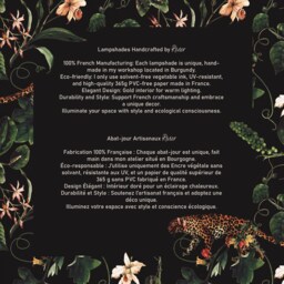 Cylindrical Lampshade With A Dense Tropical Pattern - Handcrafted Jungle & Bird Motifs, Golden Interior Lampshade, Vintage Lighting - thumbnail 3