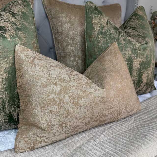 "Luxury Gold Pillow, Diana Textured Rectangle Cushion Pillow Cover, Brass Designer Cover 12"" X 20" - image 1