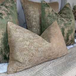 "Textured Brass Gold Rectangle Cushion Cover, Diana Fabric, 12"" X 20"