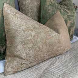 "Textured Brass Gold Rectangle Cushion Cover, Diana Fabric, 12"" X 20" - thumbnail 4