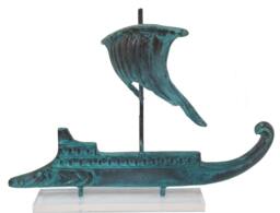 Oxidized Brass Greek Dromon Boat Replica, Byzantine Warship Art