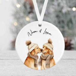 Personalised Dog Christmas Bauble - Golden Retriever Retrievers Ceramic Round Pet Ornament Secret Santa - thumbnail 2