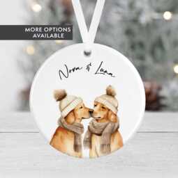 Personalised Dog Christmas Bauble - Golden Retriever Retrievers Ceramic Round Pet Ornament Secret Santa