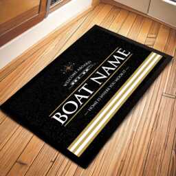 Personalised Boat Mat - Black/Gold Stripes Narrow Boat, Canal Door Mat Boating Accessories - thumbnail 3