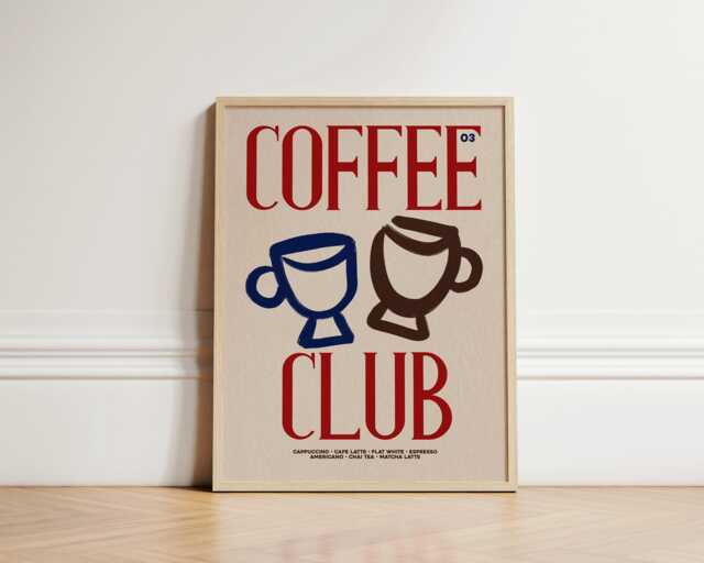 Coffee Club Print, Retro Kitchen Wall Art, Poster, Prints, Unframed - image 1