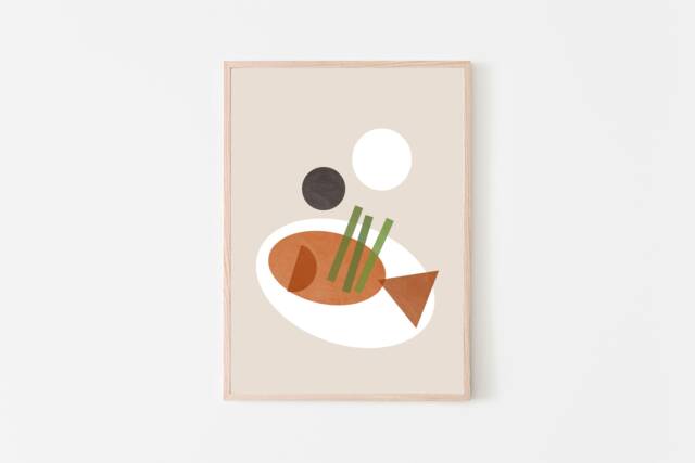 steamed Fish Art, Chinese Food Modern Giclee Print, Fine Art Paper Home & Kitchen Decor For The Lover - image 1