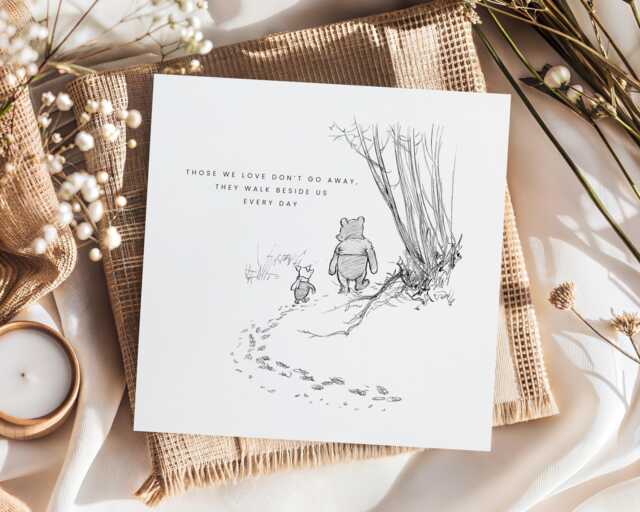 Winnie The Pooh Sympathy Card, Thinking Of You, Bereavement Sorry For Loss, Those We Love Don't Go Away, With Sympathy, Condolences - image 1