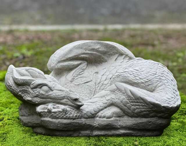 Lying Dragon Figure Stone Animal Sculpture Mythical Creature Ornament Outdoor Statue Fantasy Garden Decor Handmade Lover Gift - image 1
