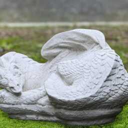 Lying Dragon Figure Stone Animal Sculpture Mythical Creature Ornament Outdoor Statue Fantasy Garden Decor Handmade Lover Gift - thumbnail 2