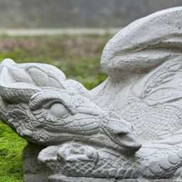 Lying Dragon Figure Stone Animal Sculpture Mythical Creature Ornament Outdoor Statue Fantasy Garden Decor Handmade Lover Gift - thumbnail 3
