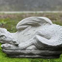 Lying Dragon Figure Stone Animal Sculpture Mythical Creature Ornament Outdoor Statue Fantasy Garden Decor Handmade Lover Gift - thumbnail 4