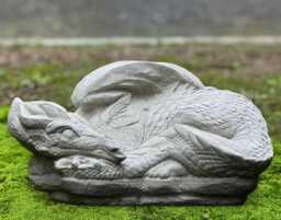 Lying Dragon Figure Stone Animal Sculpture Mythical Creature Ornament Outdoor Statue Fantasy Garden Decor Handmade Lover Gift - thumbnail 1